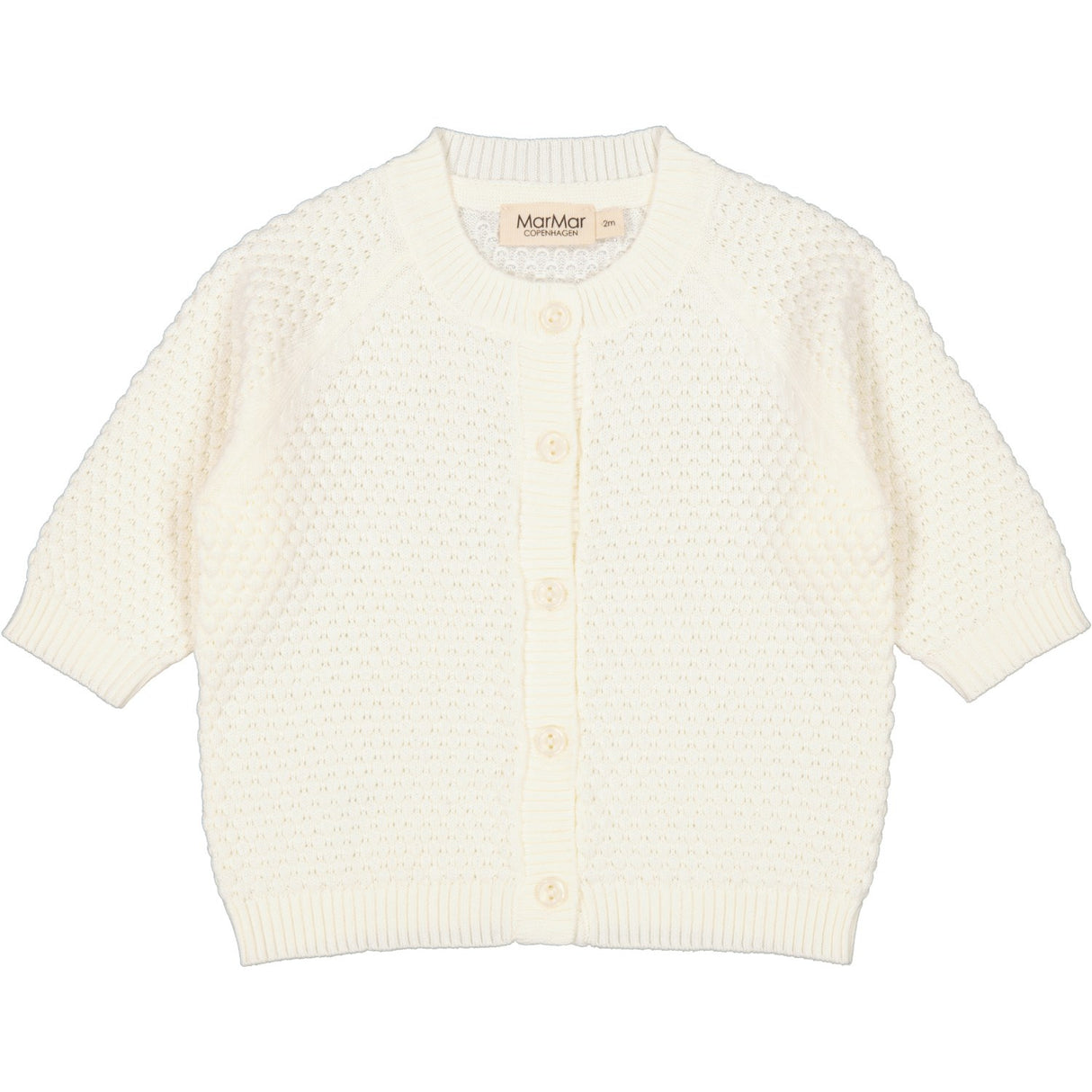 MarMar New Born Modal Mix Honeycomb Gentle White Taki Strikk Cardigan