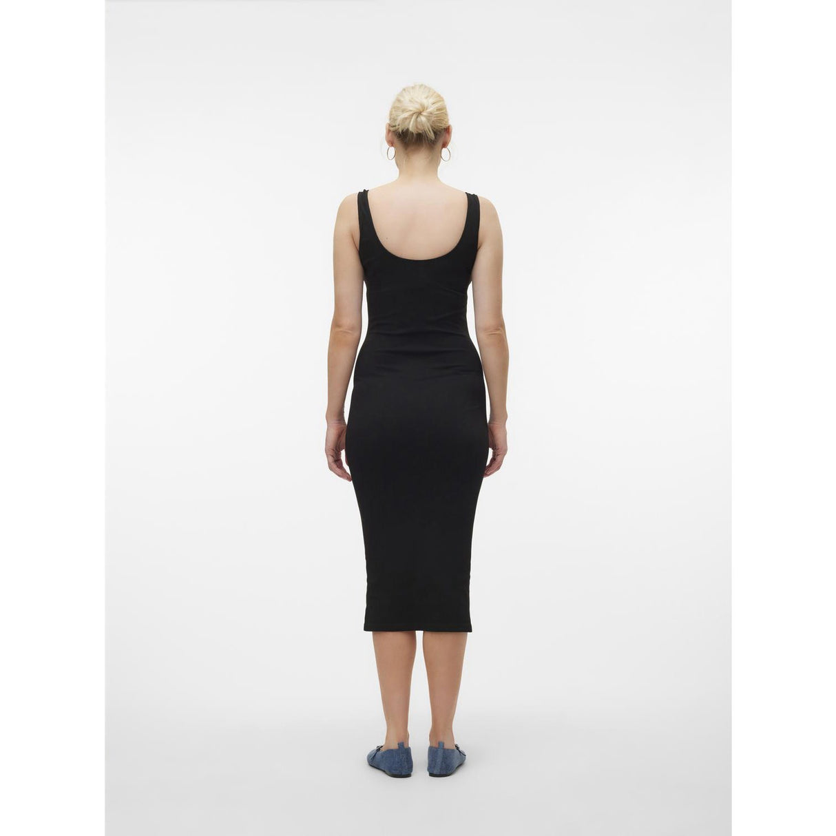 Vero Moda Maternity Black Isa Seamless Midi Rib Kjole Noos