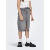 kids ONLY Medium Grey Denim Gianna Belted Midi Skjørt Dot Denim