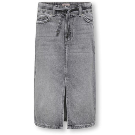 kids ONLY Medium Grey Denim Gianna Belted Midi Skjørt Dot Denim