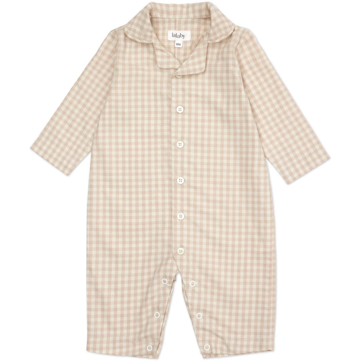 Lalaby Beige Gingham Classic Pj Drakt