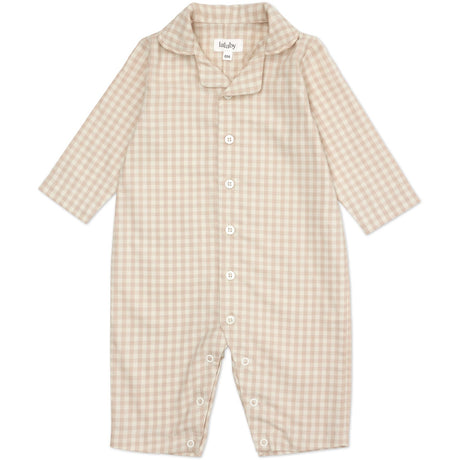 Lalaby Beige Gingham Classic Pj Drakt