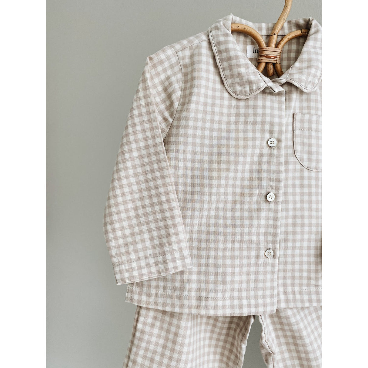 Lalaby Beige Gingham Classic Pyjamas