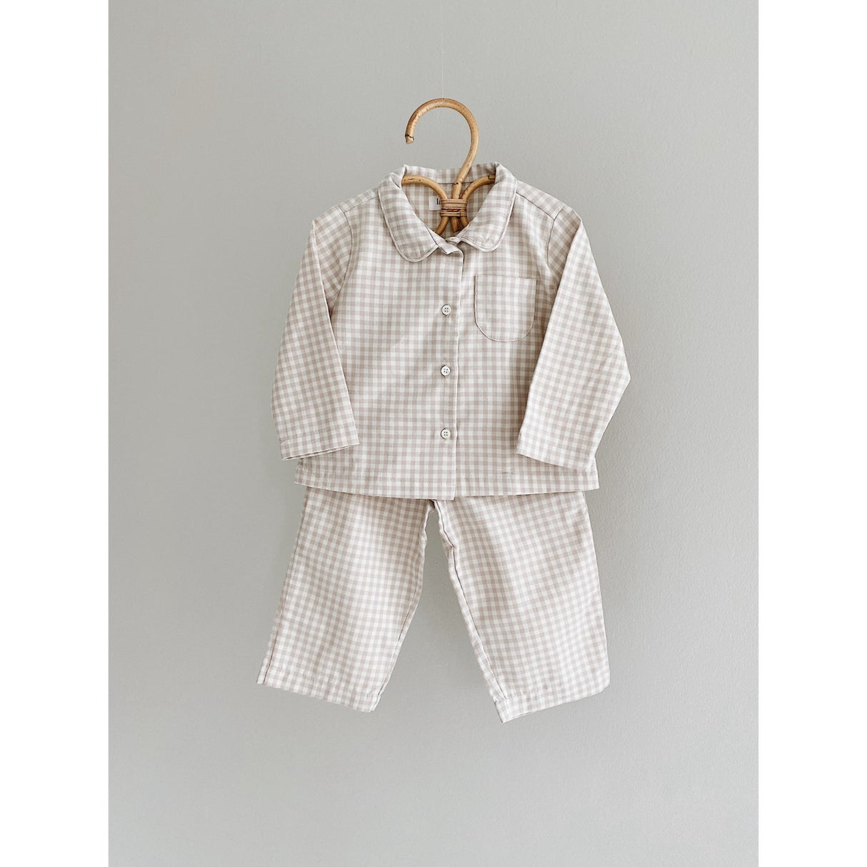 Lalaby Beige Gingham Classic Pyjamas