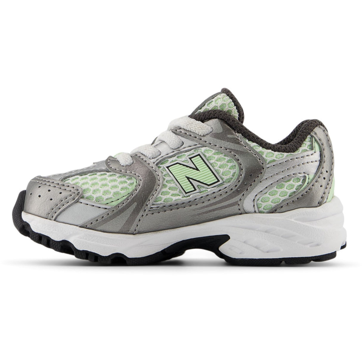 New Balance Dark Silver Metallic New Balance 530 Kids Bungee Lace