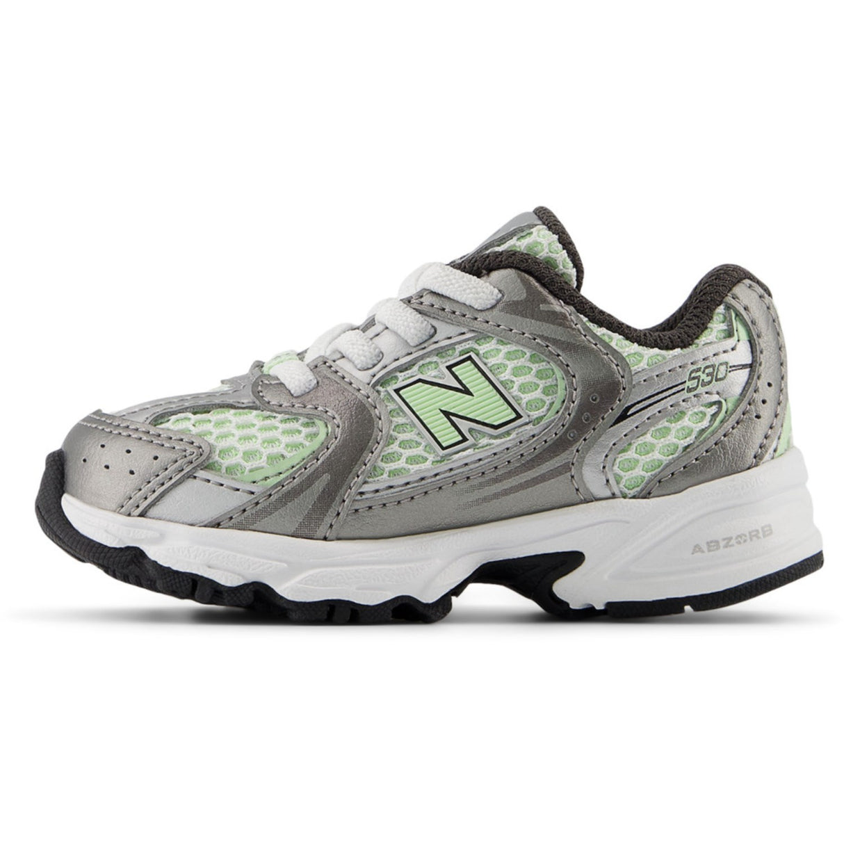 New Balance Dark Silver Metallic New Balance 530 Kids Bungee Lace