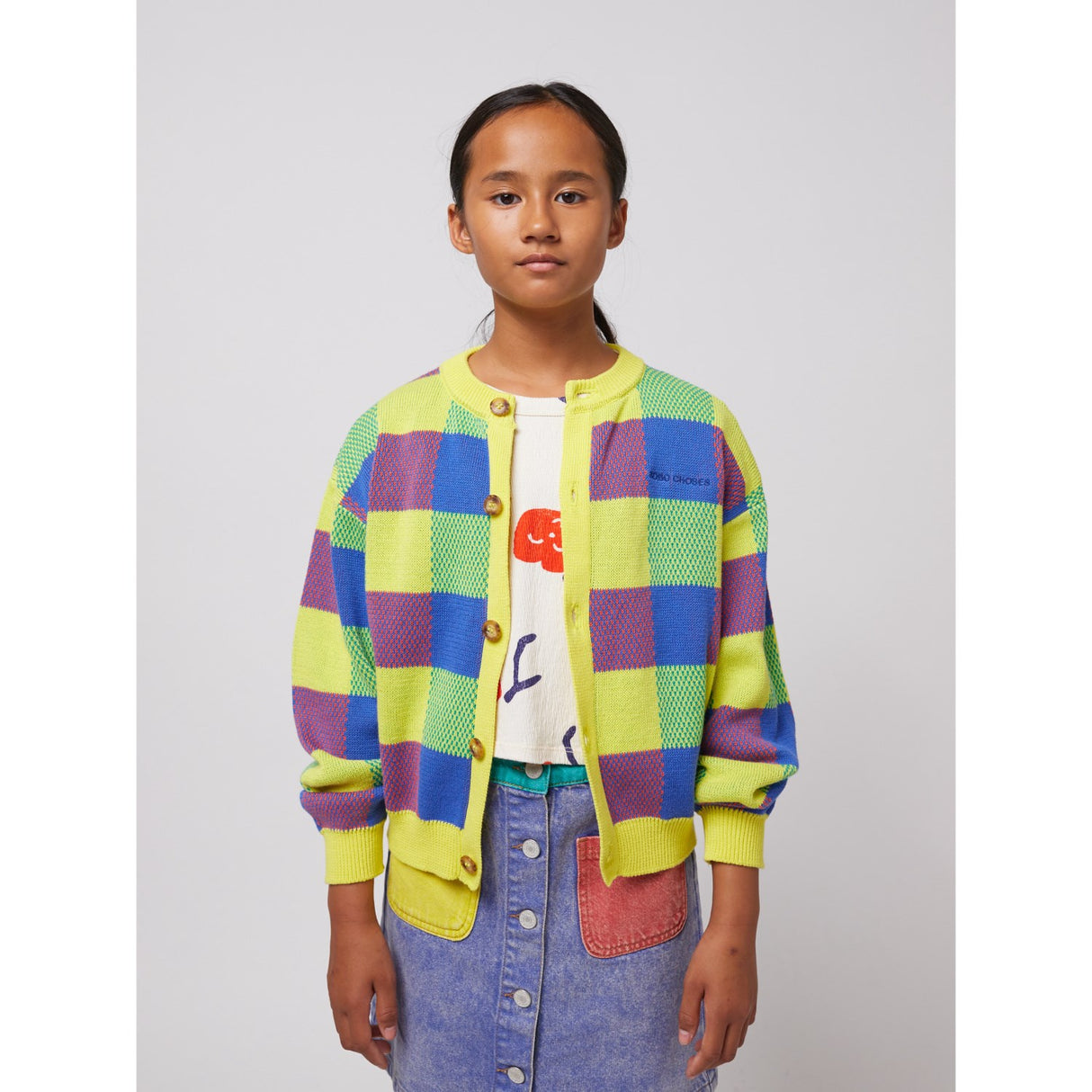 Bobo Choses Multicolor Multicolor Vichy Jacquard Cardigan