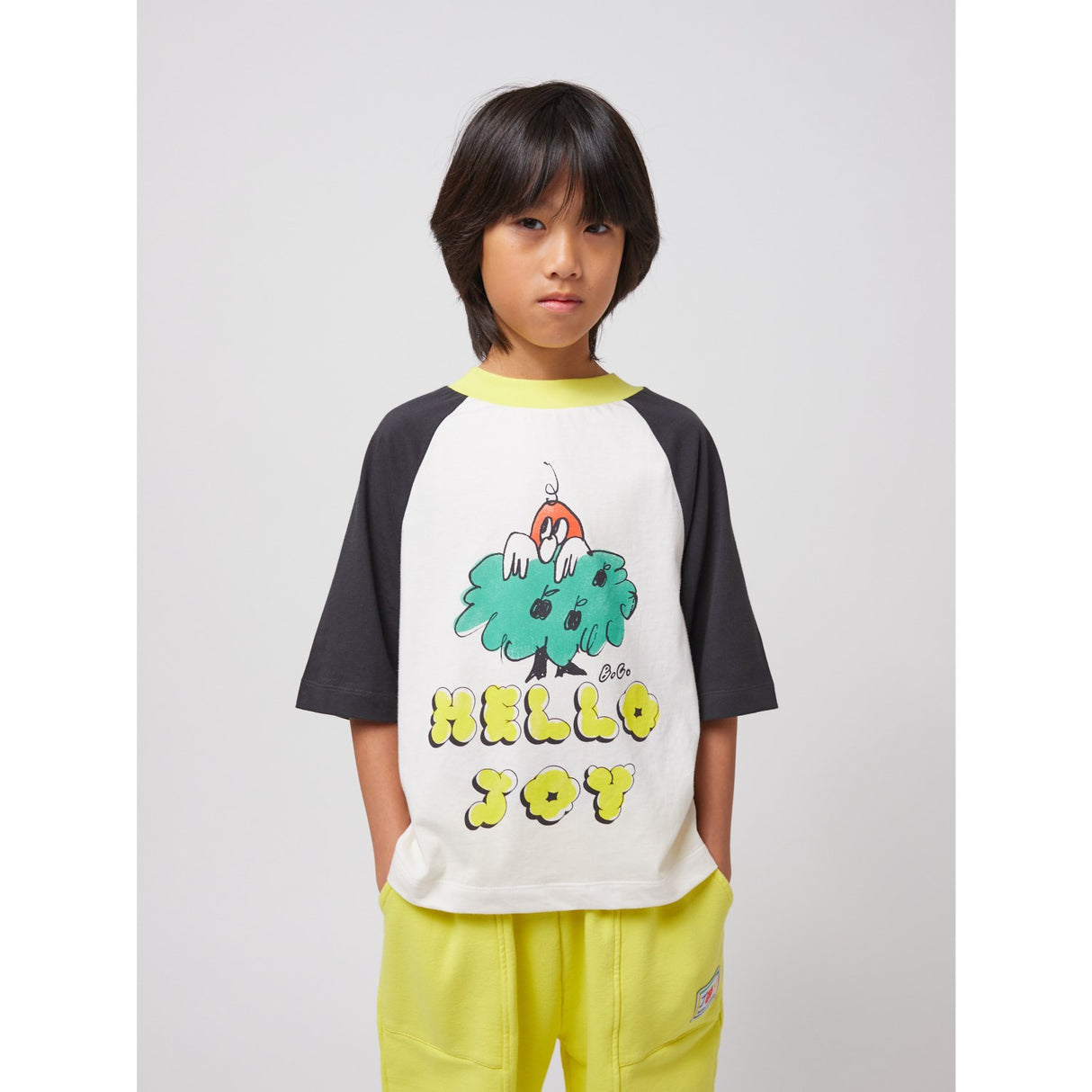 Bobo Choses Offwhite Hello Joy Ranglan Ermer T-Shirt