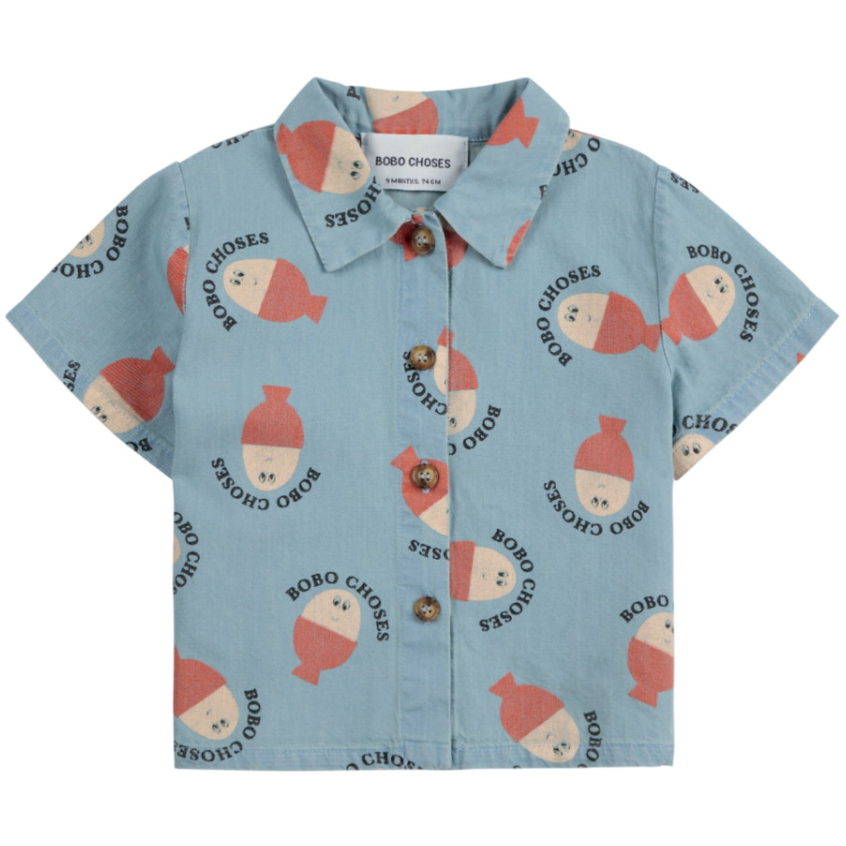 Bobo Choses Lys Blue Morning Egg All Over Denim Skjorte