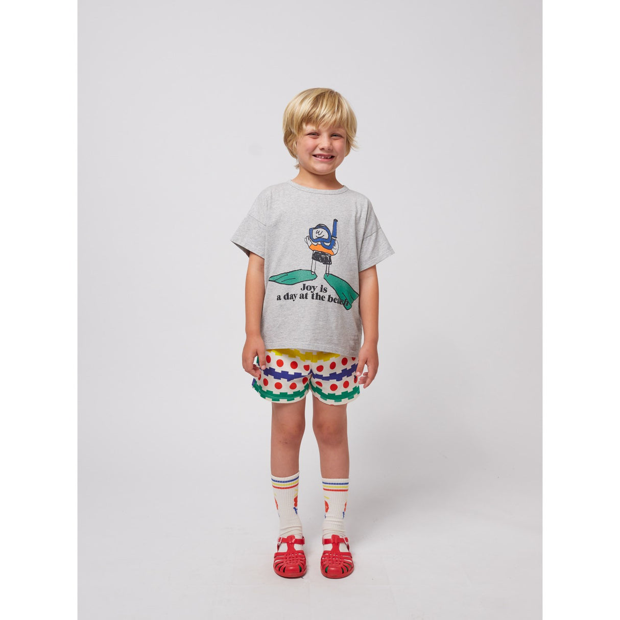 Bobo Choses Offwhite Geometric All Over Waffle Shorts