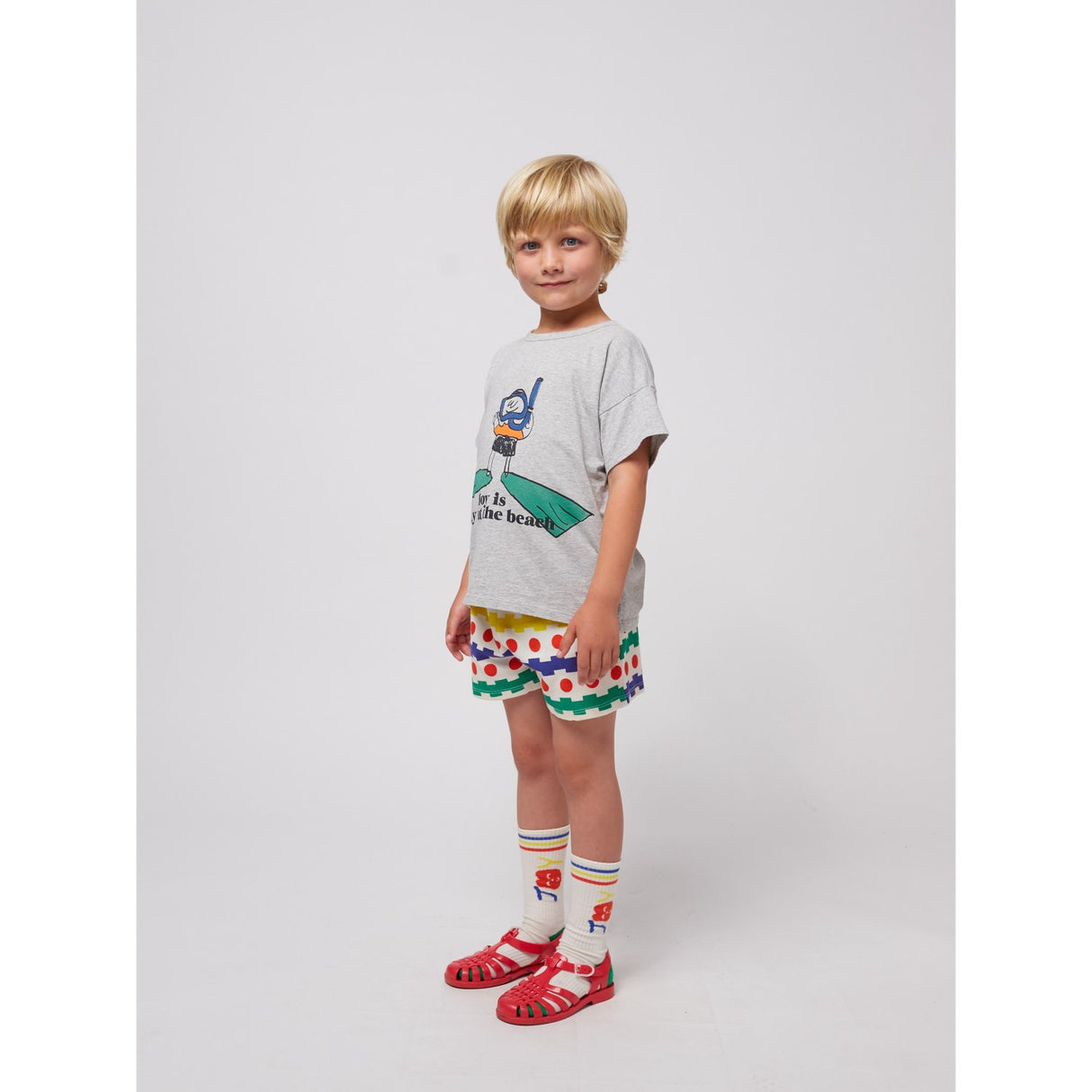 Bobo Choses Offwhite Geometric All Over Waffle Shorts