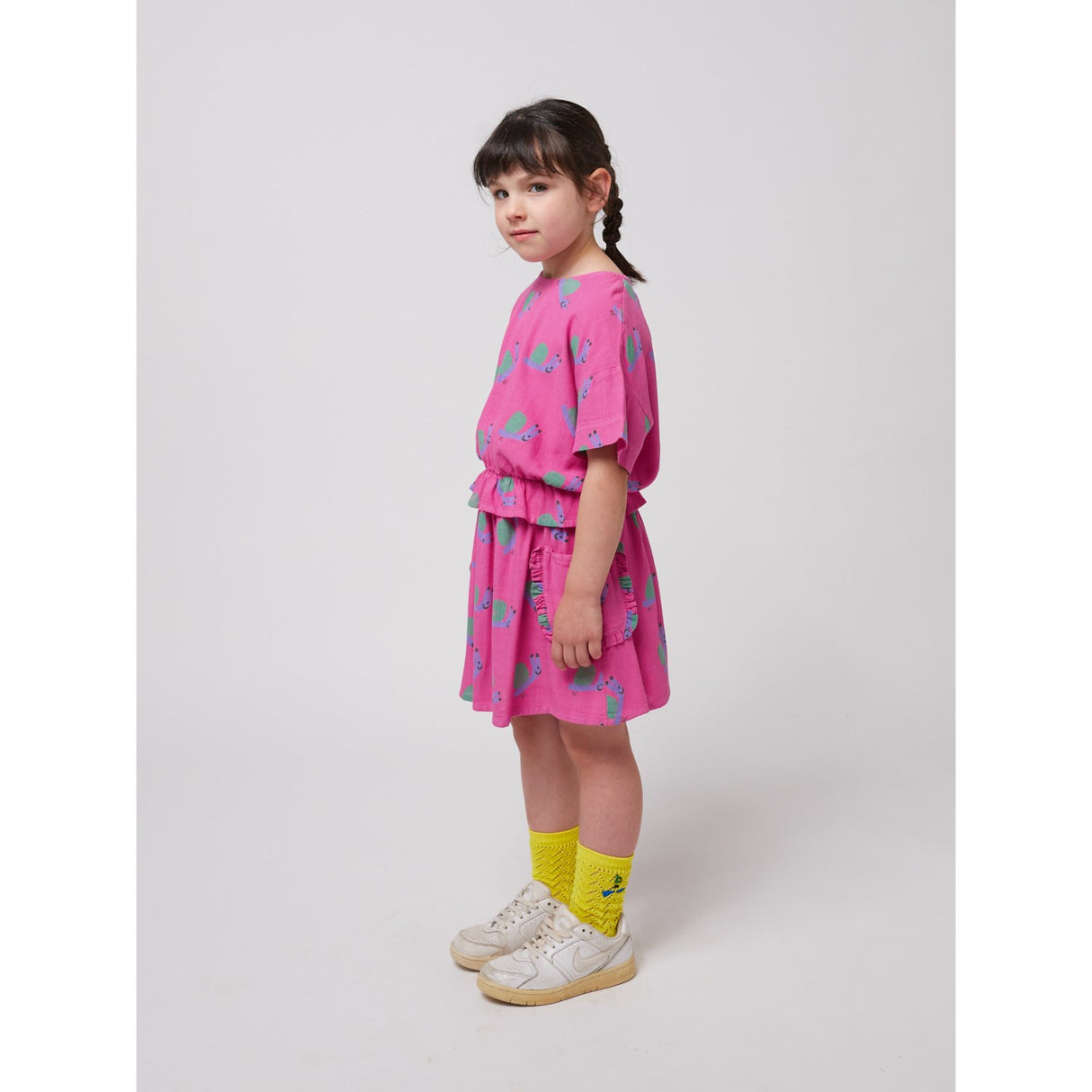 Bobo Choses Fuchsia Funny Snail All Over Woven Bluse