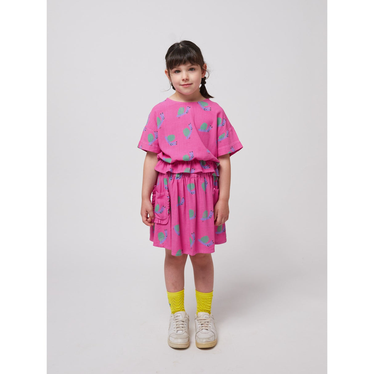 Bobo Choses Fuchsia Funny Snail All Over Woven Bluse