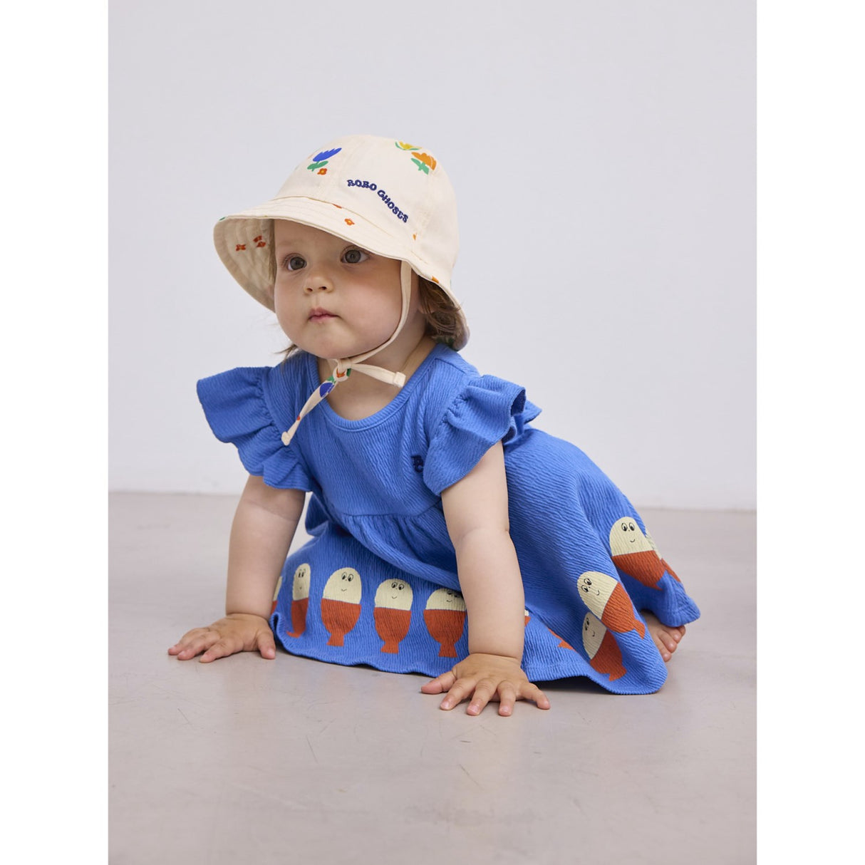 Bobo Choses Blue Morning Egg Ruffle Kjole