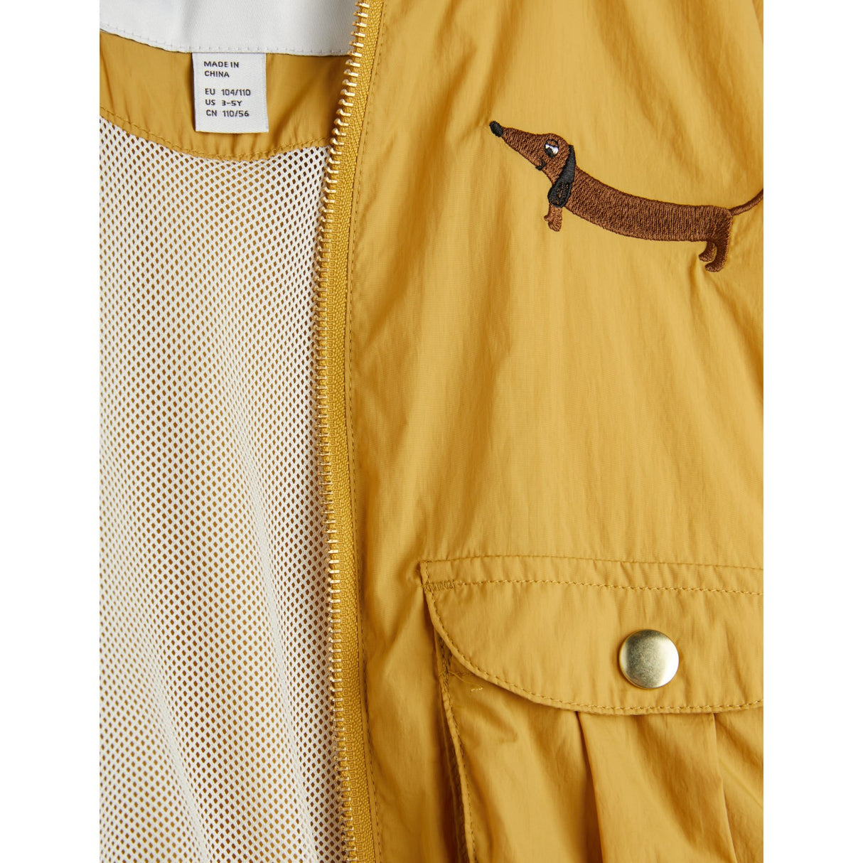 Mini Rodini Beige Dog Nylon Baseball Jakke Embroidery