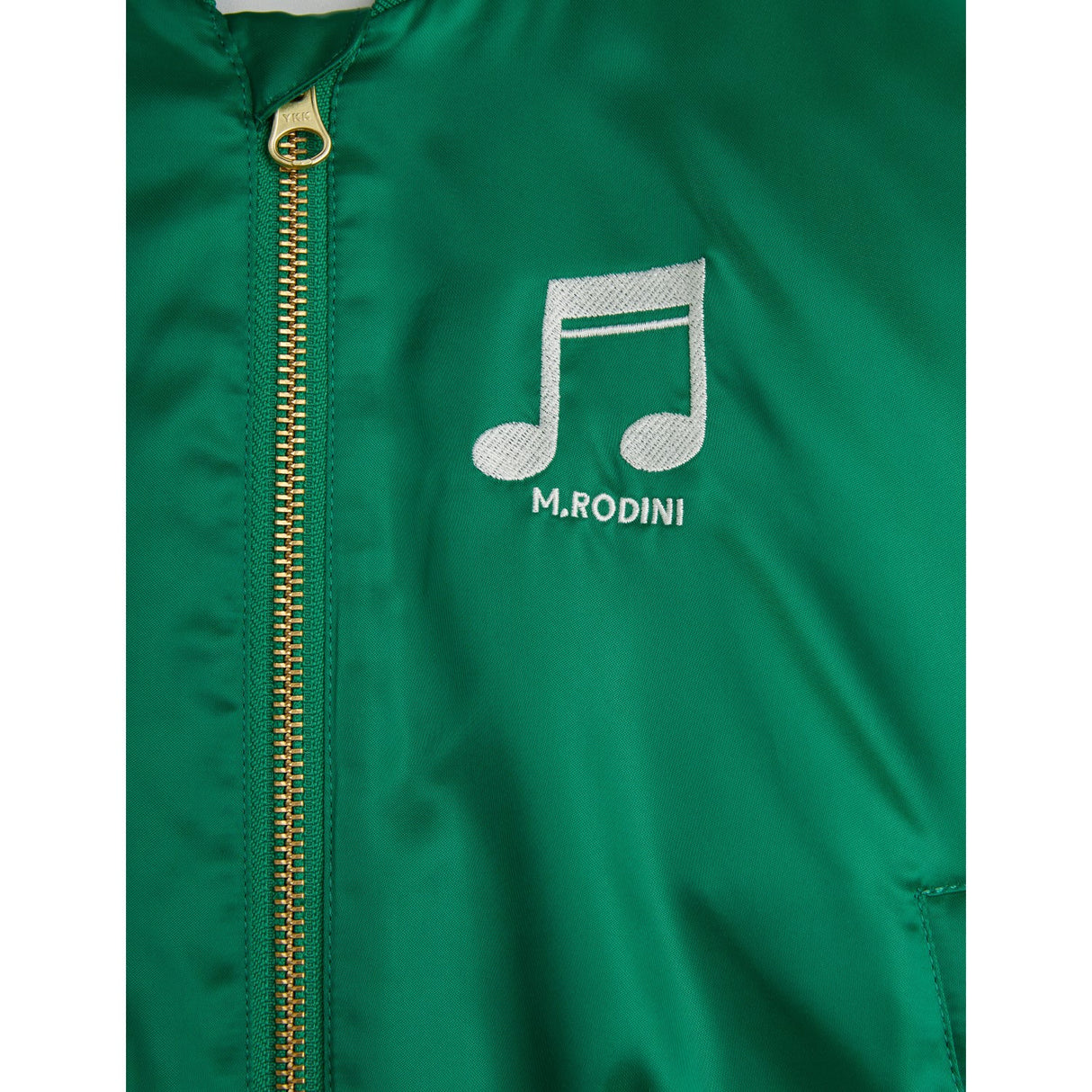 Mini Rodini Green Note Chenille Satin Baseball Jakke