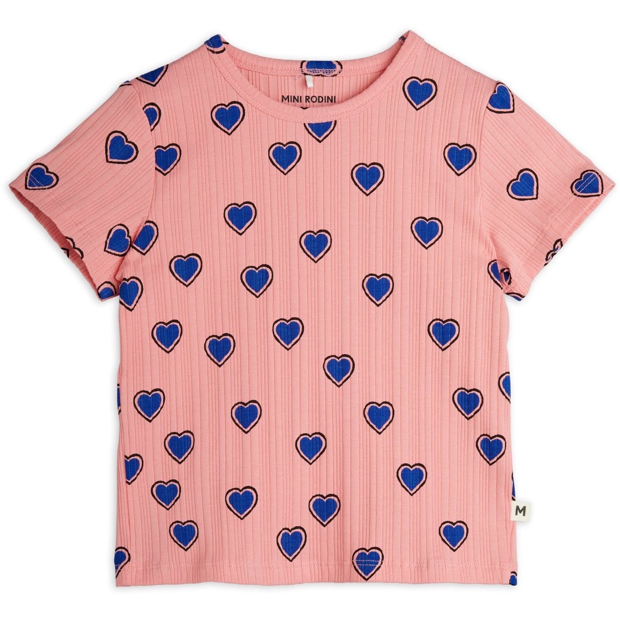 Mini Rodini Pink Outlined Hearts AOP T-Shirt