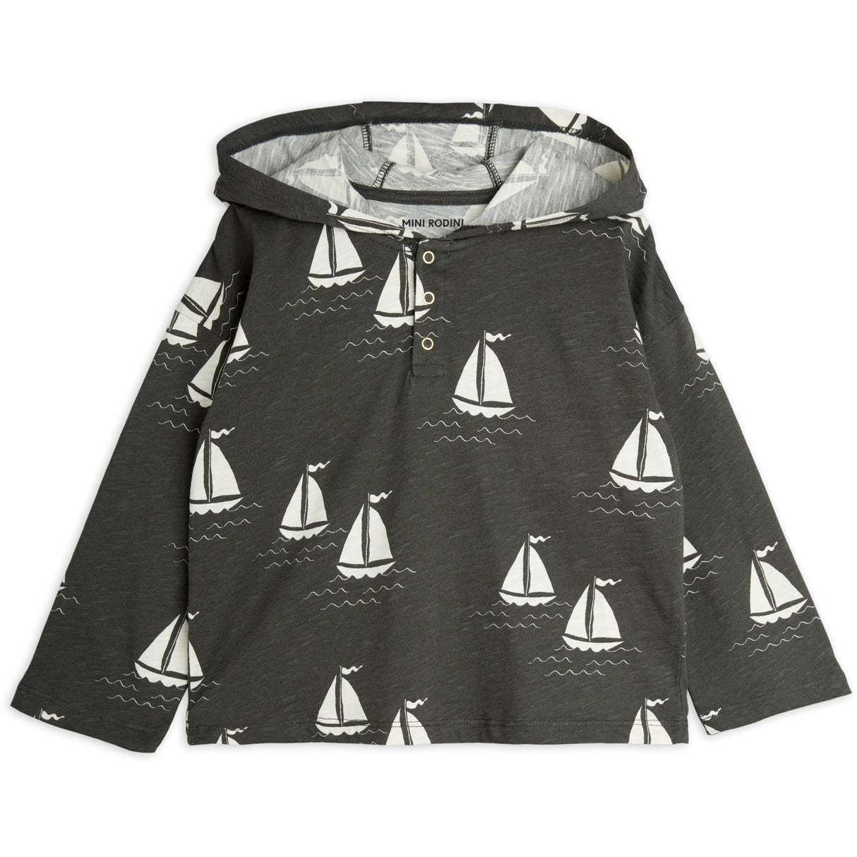 Mini Rodini Grey Sailing Boats AOP Hettegenser