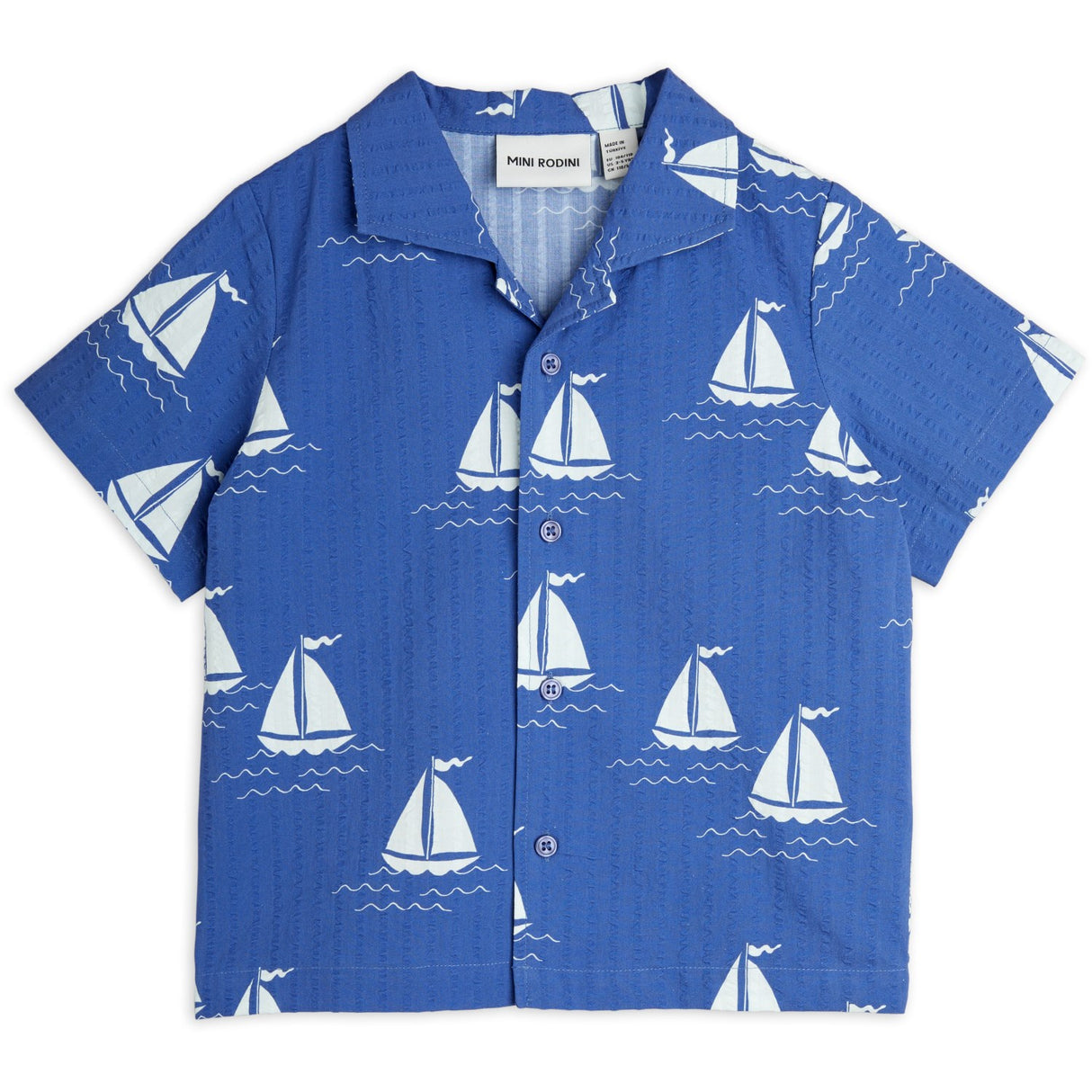 Mini Rodini Blue Sailing Boats AOP Woven Skjorte