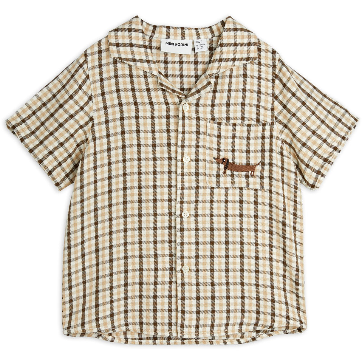 Mini Rodini Beige Gingham Woven Skjorte