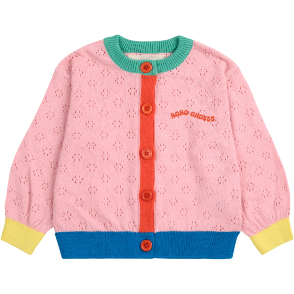 Bobo Choses Lys Pink Farge Block Open Work Cardigan