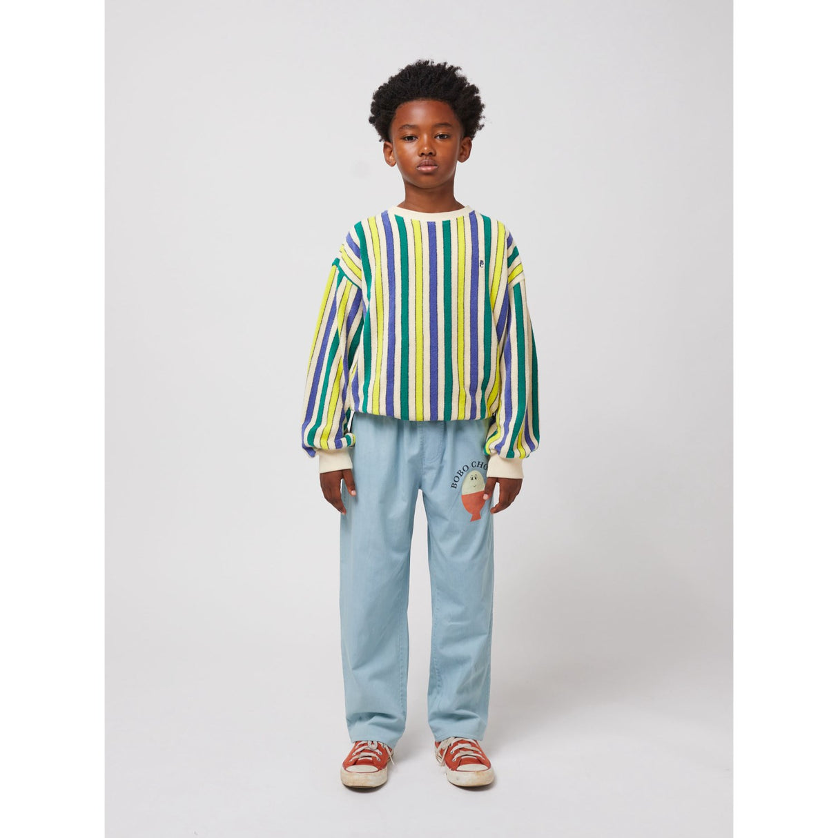 Bobo Choses Offwhite Multicolor Stripes Terry Cloth Collegegenser