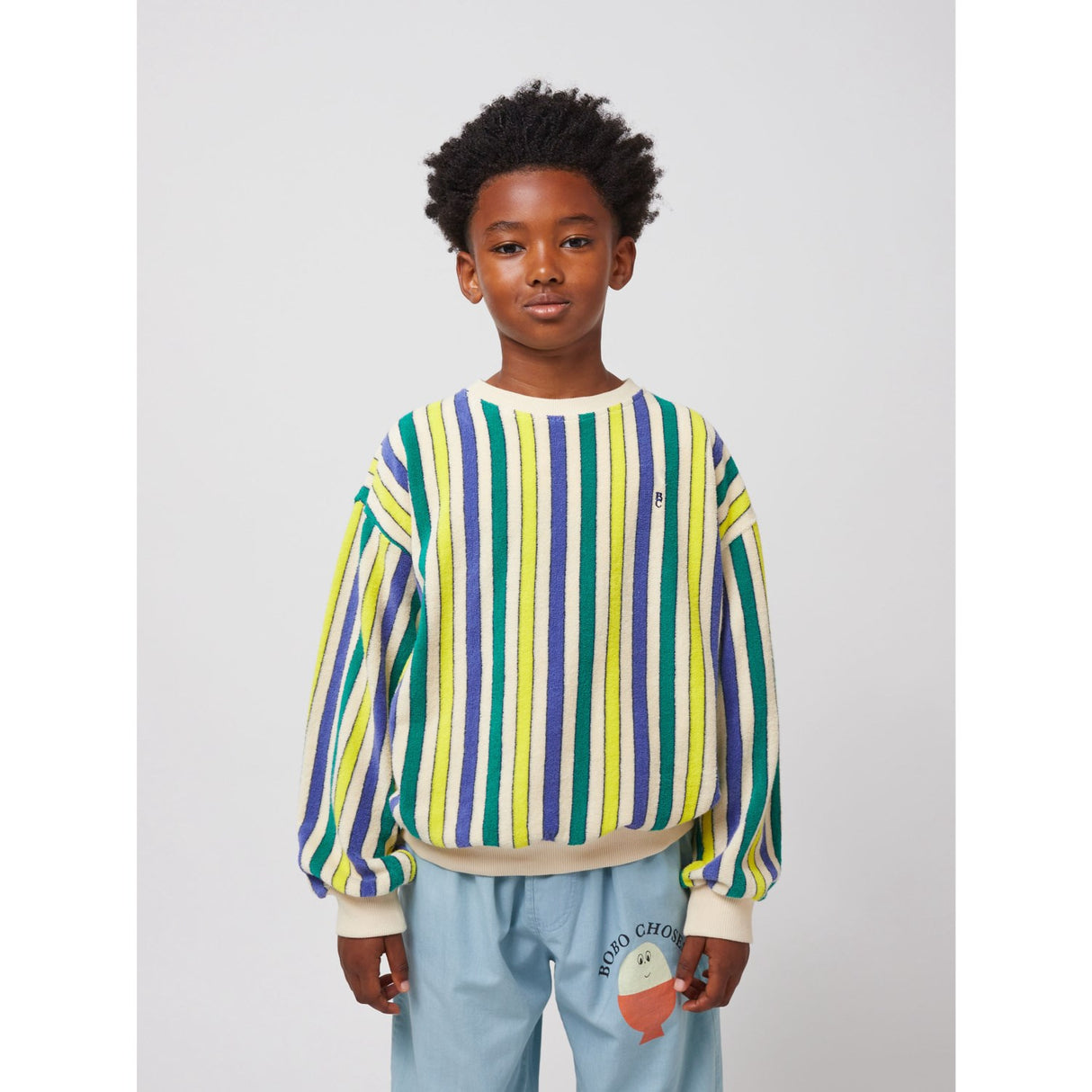 Bobo Choses Offwhite Multicolor Stripes Terry Cloth Collegegenser