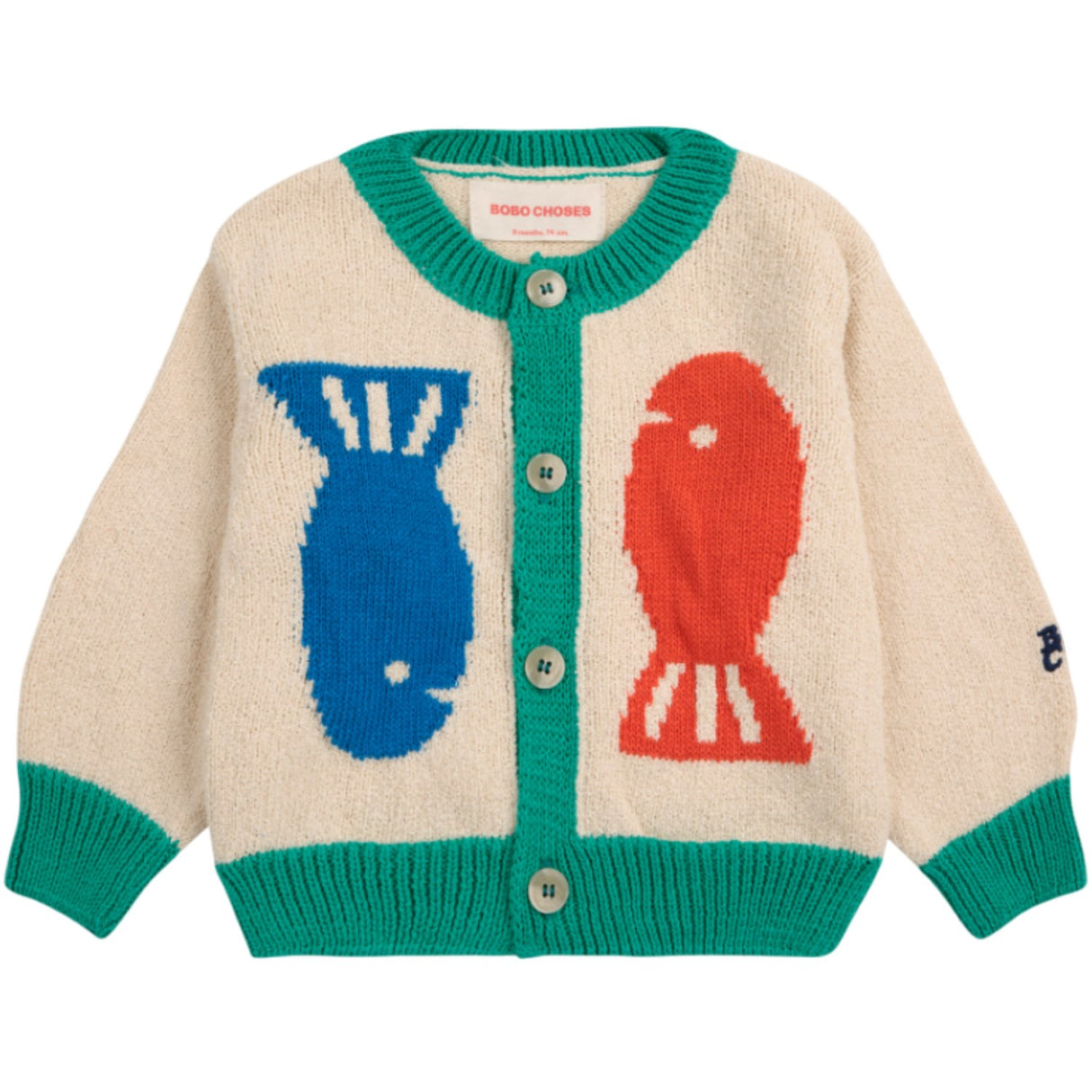 Bobo Choses Offwhite Lucky Fish Cardigan