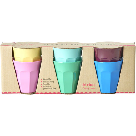 Rice Melamine Cups I Asst. Show You Colors - Small - 6 Pack - 160 Ml