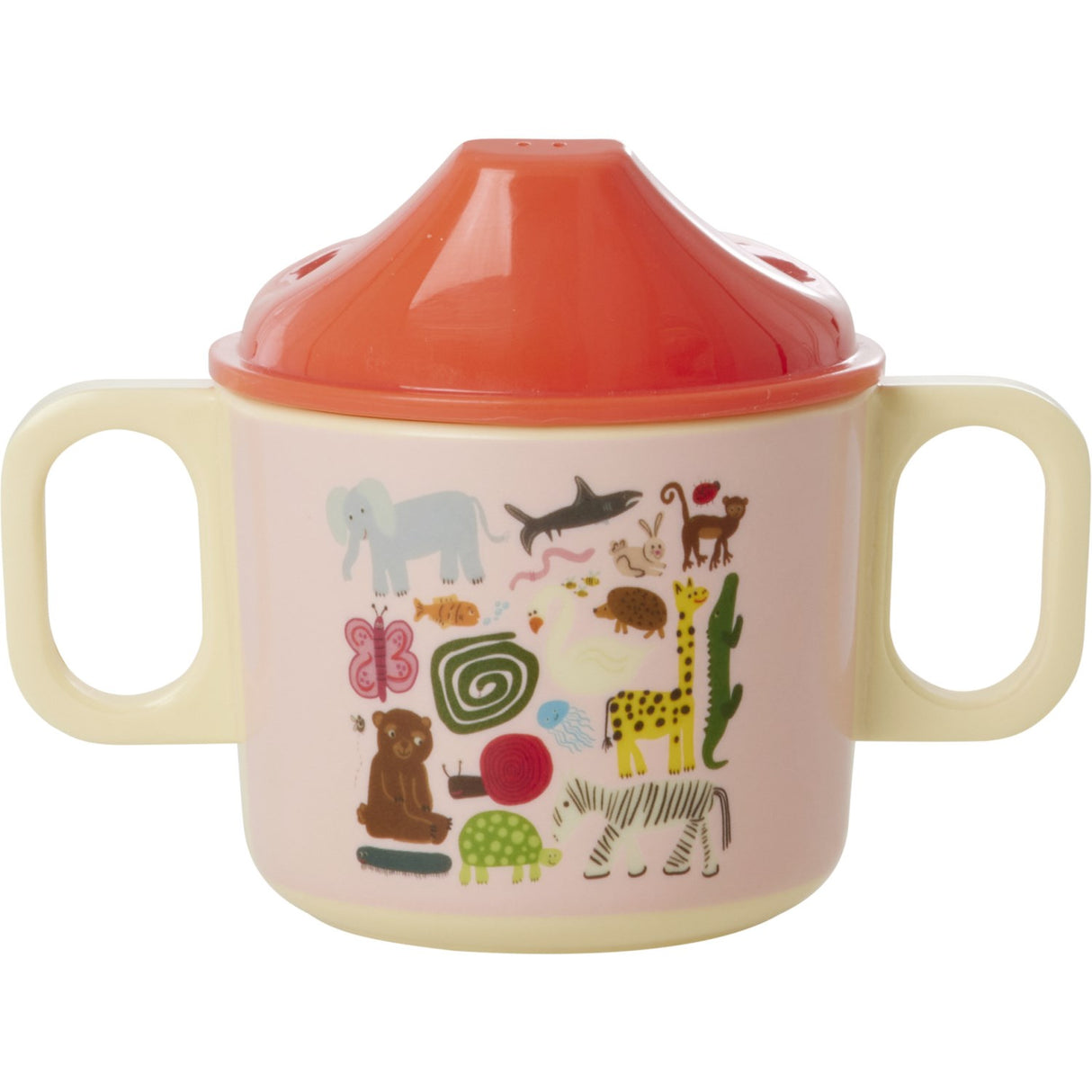 Rice Melamine 2 Handle Baby Kopp Med Wildlife Print - Pink - 250 Ml