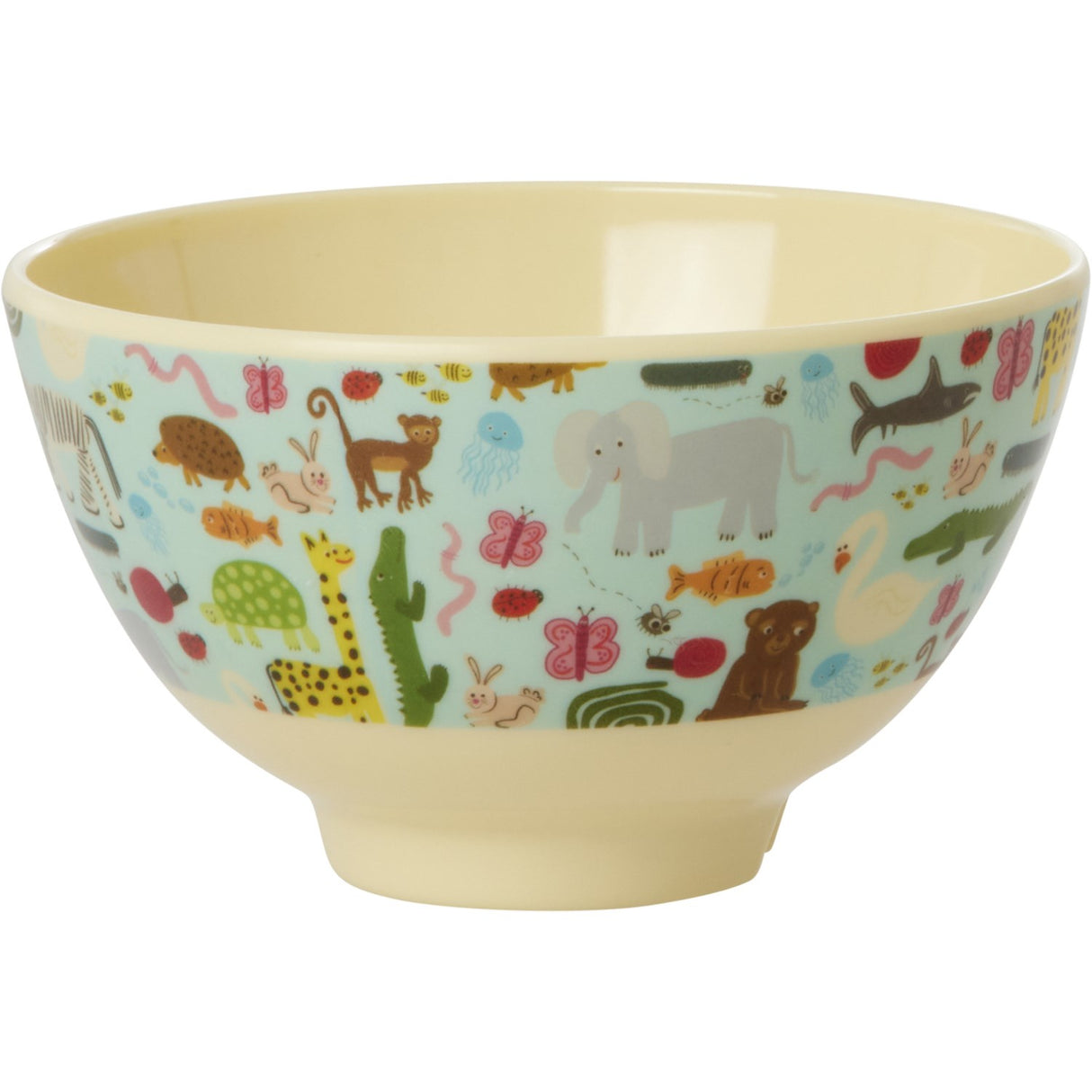 Rice Melamine Skål Med Wildlife Print - Mint- Small - 300 Ml