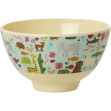 Rice Melamine Skål Med Wildlife Print - Mint- Small - 300 Ml