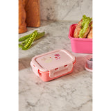 Rice Lunchbox Med Airtight Lid Og Wildlife Print - Pink - Small