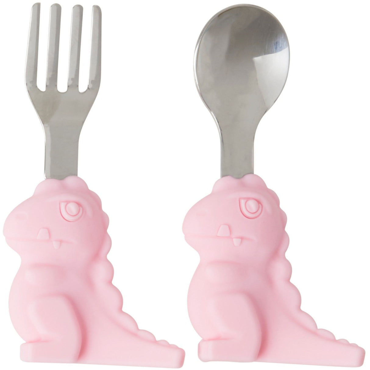 Rice Stainless Steel Kids Bestikk Med Dino Handle - Pink