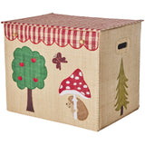 Rice Raffia Oppbevaring Box Med Happy Forest Theme - Extra Large - Foldable