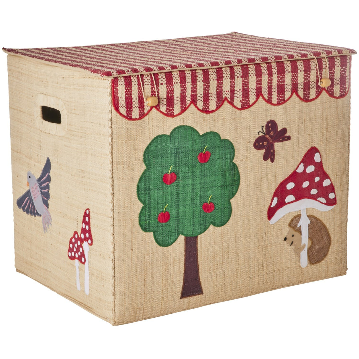 Rice Raffia Oppbevaring Box Med Happy Forest Theme - Extra Large - Foldable
