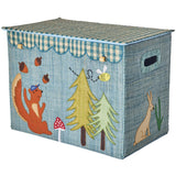 Rice Raffia Oppbevaring Box Med Happy Forest Theme - Large - Foldable