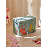 Rice Raffia Oppbevaring Box Med Happy Forest Theme - Large - Foldable