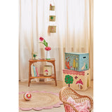 Rice Raffia Oppbevaring Box Med Happy Forest Theme - Large - Foldable