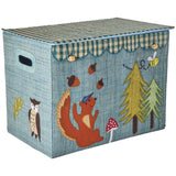 Rice Raffia Oppbevaring Box Med Happy Forest Theme - Large - Foldable