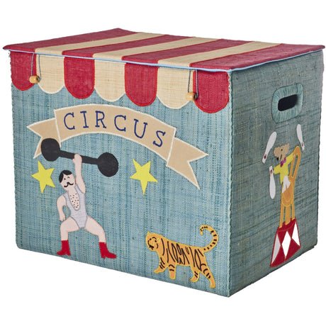 Rice Raffia Oppbevaring Box Med Circus Theme - Extra Large - Foldable