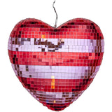 Rice Disco Ball I Heart Shape Med Red Og Pink Stripes - Large