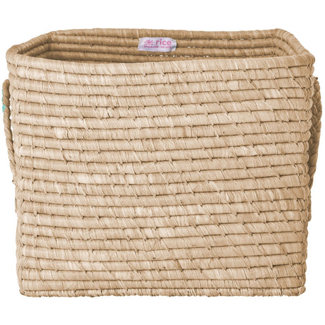 Rice Raffia Square Kurv Med Raffia Handles - Nature