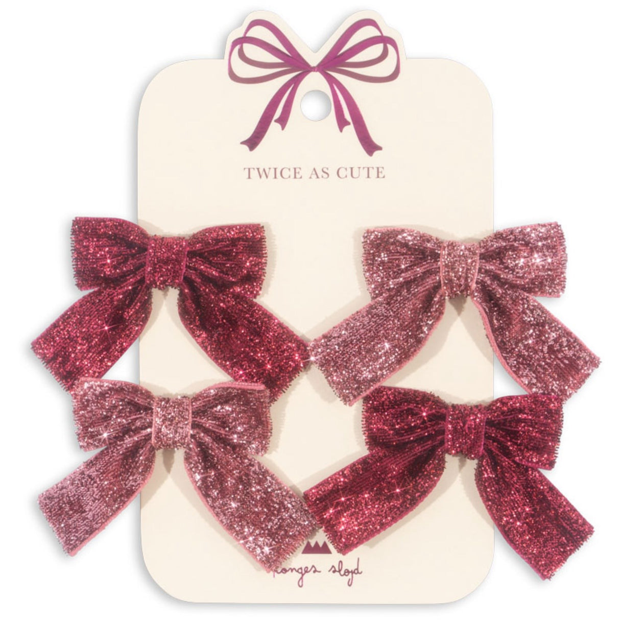 Konges Sløjd Pink Mix 4 Pack Glitter Bue Hårspenner