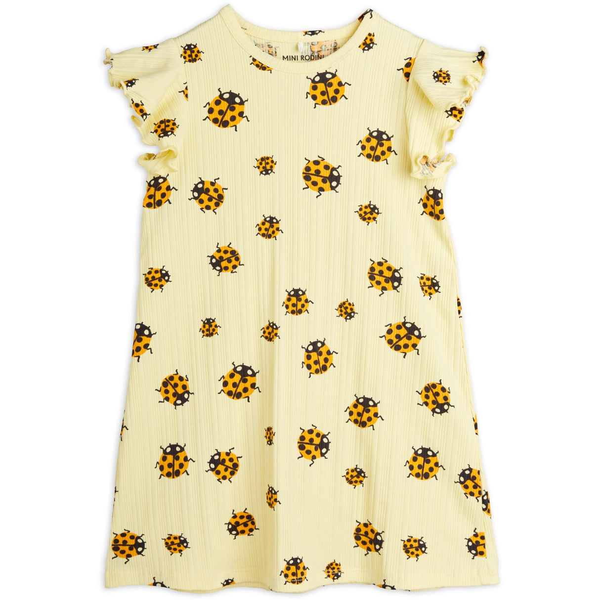 Mini Rodini Yellow Ladybugs AOP Wing Kjole