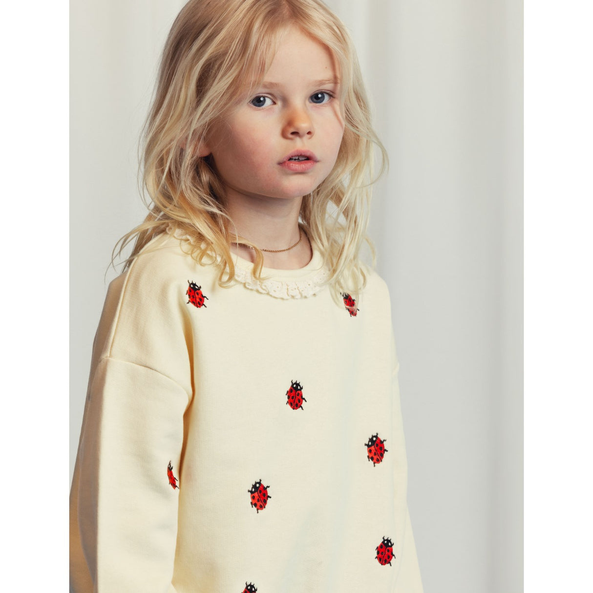 Mini Rodini Offwhite Ladybugs Embroidery Lace Collegegenser