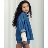 Mini Rodini Blue Note Embroidery Lightweight Denim Shorts