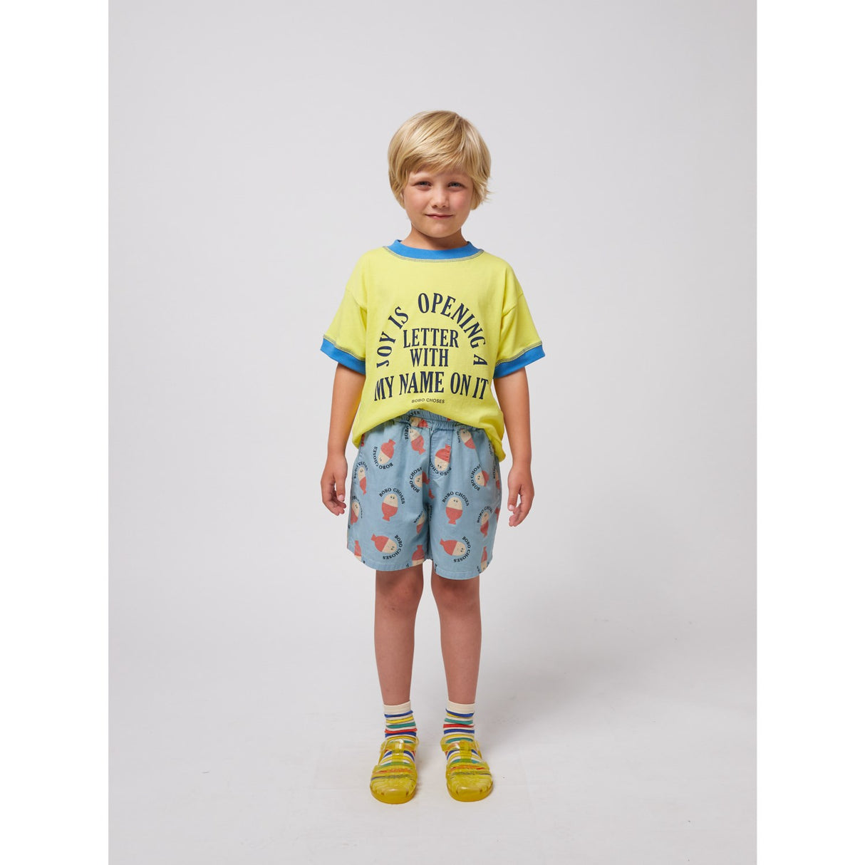 Bobo Choses Lys Blue Morning Egg All Over Woven Bermuda Shorts