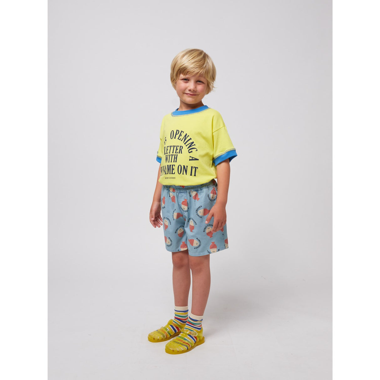 Bobo Choses Lys Blue Morning Egg All Over Woven Bermuda Shorts