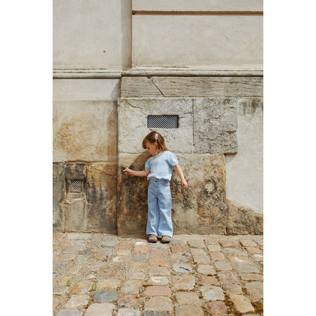 COPENHAGEN COLORS Lt Blue Indigo Washed Organic Denim Bukser Wide Leg W Rope Deco